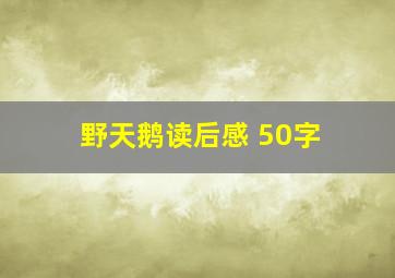 野天鹅读后感 50字